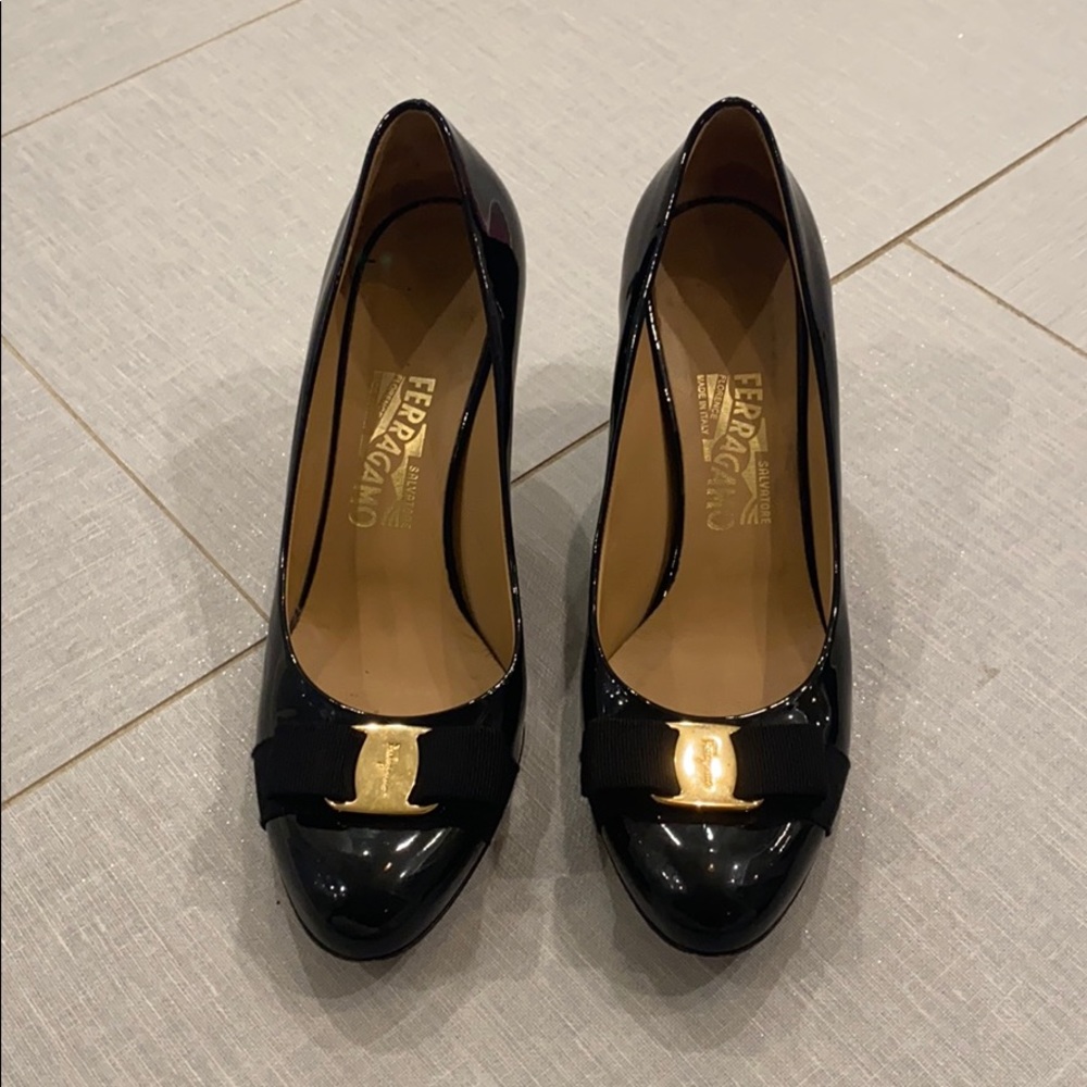 Black Ferragamo heels